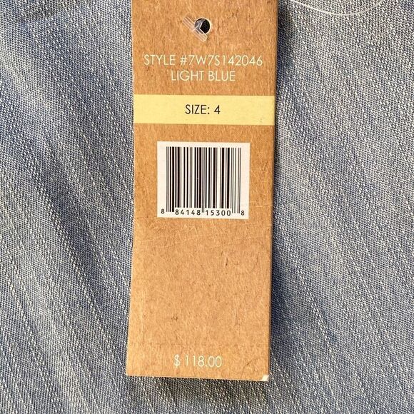 Hope&Harlow NWT Chambray Denim Dress Fringe Coastal Cowgirl Phoebe Buffay Sz 4 - Picture 9 of 11